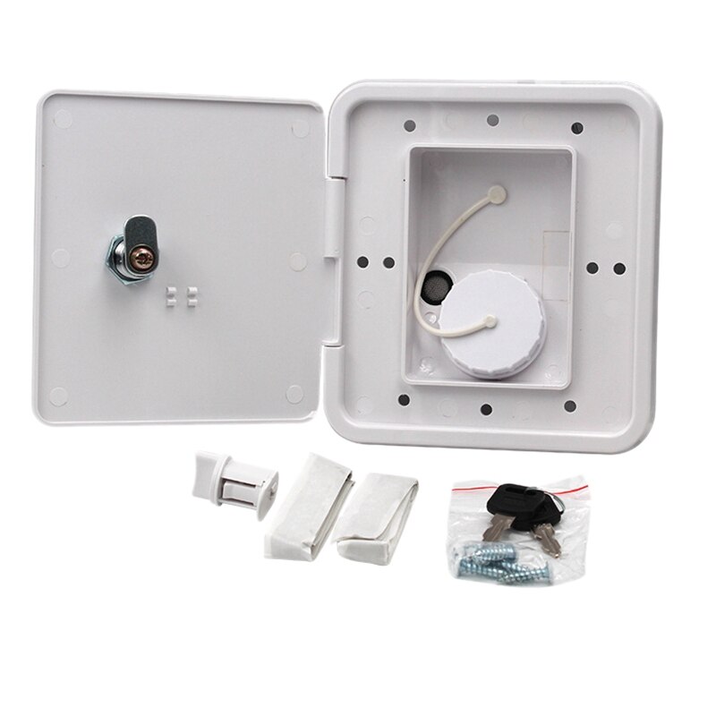 151X166 mm RV Hatch Cover Accessories Lockable Water Inlet Parts with Keys Square Threaded Fill Dish for Rv Trailer: White
