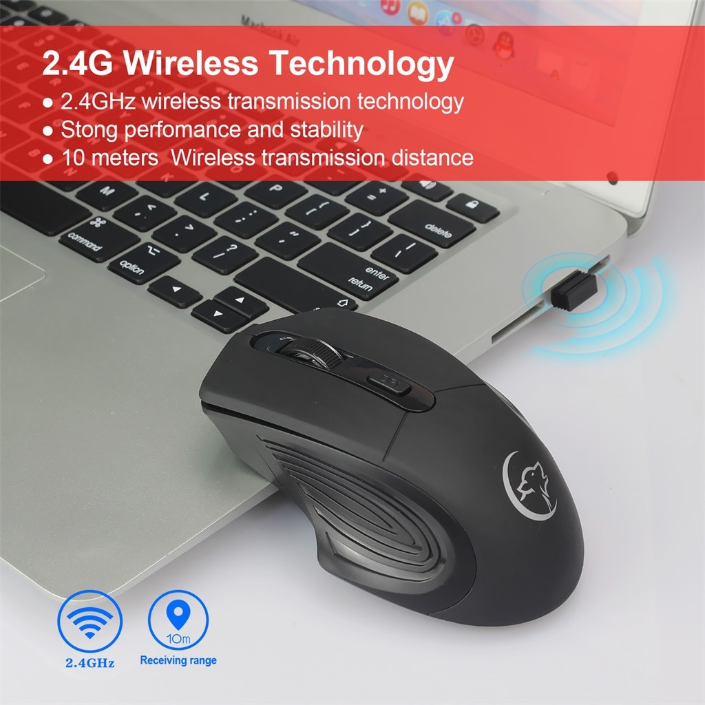2.4GHz Wireless Optical Ergonomic USB Gaming Mouse 2400DPI Rechargeable Mute Mice For PC 115 x 80 x 40MM #T2: Default Title