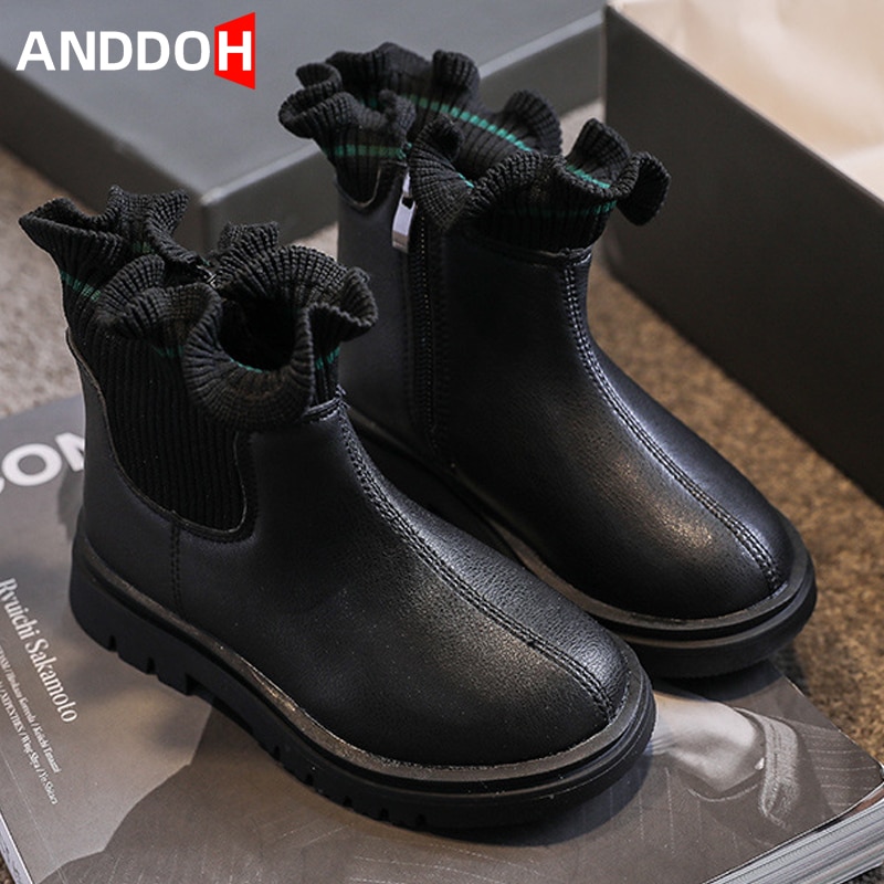 Maat 22-31 meisjes antislip casual schoenen kinderen slijtvaste sokken laarzen baby lichtgewicht zachte onderkant zijkant rits martin laarzen