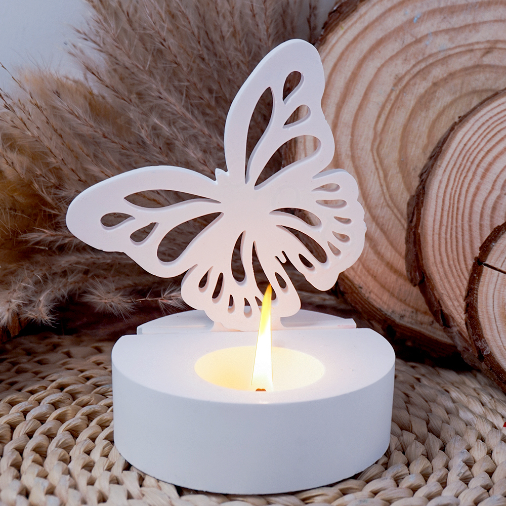 Candelabro de mariposa, molde de silicona de cemento, portavelas artesanal, adorno, molde de yeso, soporte para velas, moldes de resina artesanales, decoración del hogar