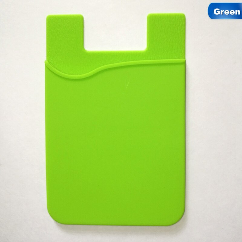 Women Men Cell Phone Card Holder sticker Bus Card Business Credit ID Card Holder Slim Case Pocket Adhesive: green