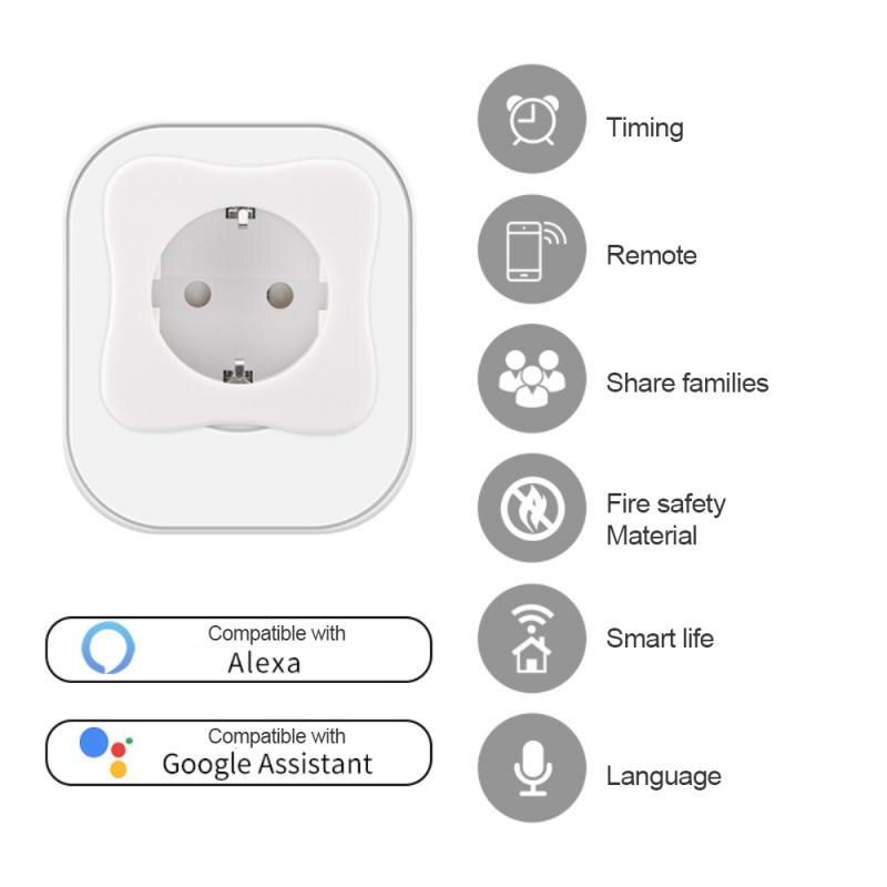 EU Smart Socket WIFI Mobile Phone APP Switch Timing Voice Control Socket Smart Plug Socket Alexa Google Home Electrical Socket