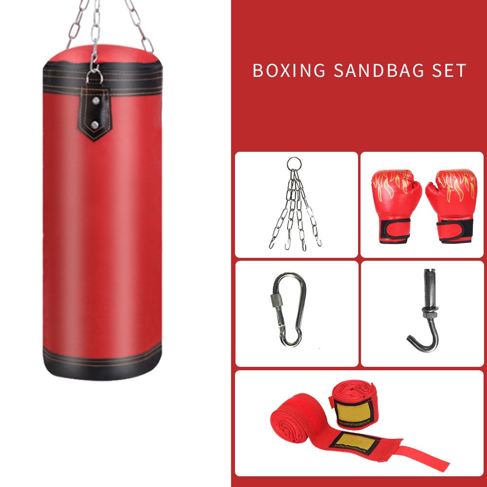 Boxing Punching Bag Set Training Fitness Hanging Kick Sandbag Adults Gym Exercise Muay Thai Empty-Heavy Boxing Bag: 0.6m Buy 1 Get 5