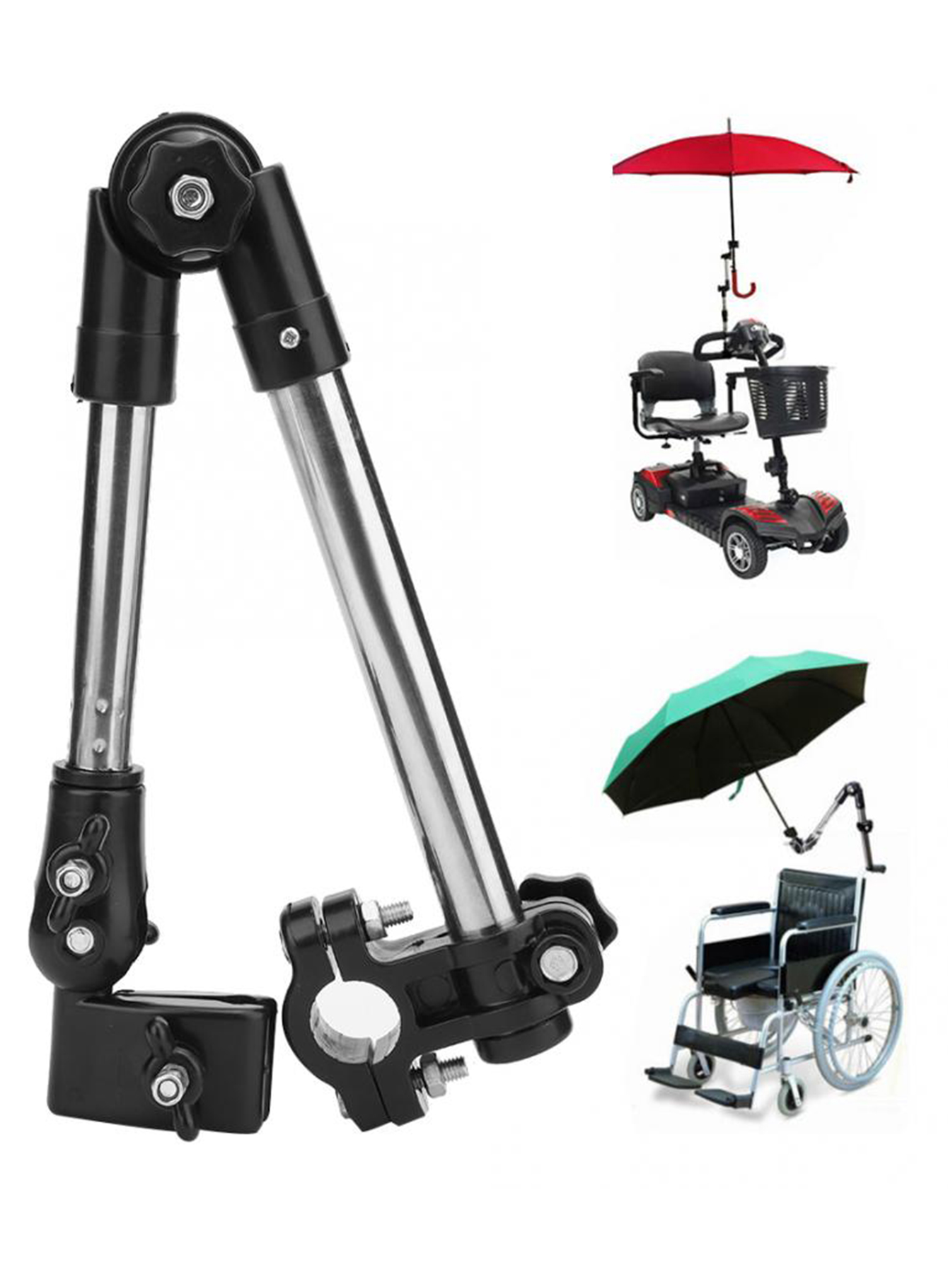Wheelchair bicycle stroller swivel umbrella plug stroller holder any angle stainless steel umbrella holder rain gear tool