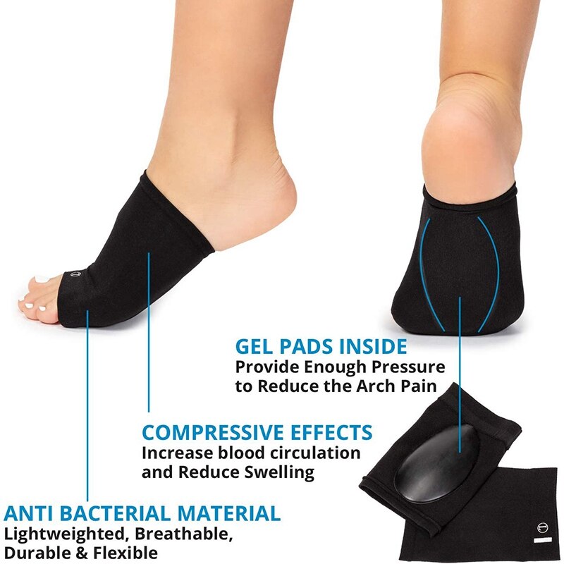 Arch Support Brace for Flat Feet 2-Pairs Plantar Fasciitis Support Brace - Compression Arch Sleeves Sock for Men & Women - Foot