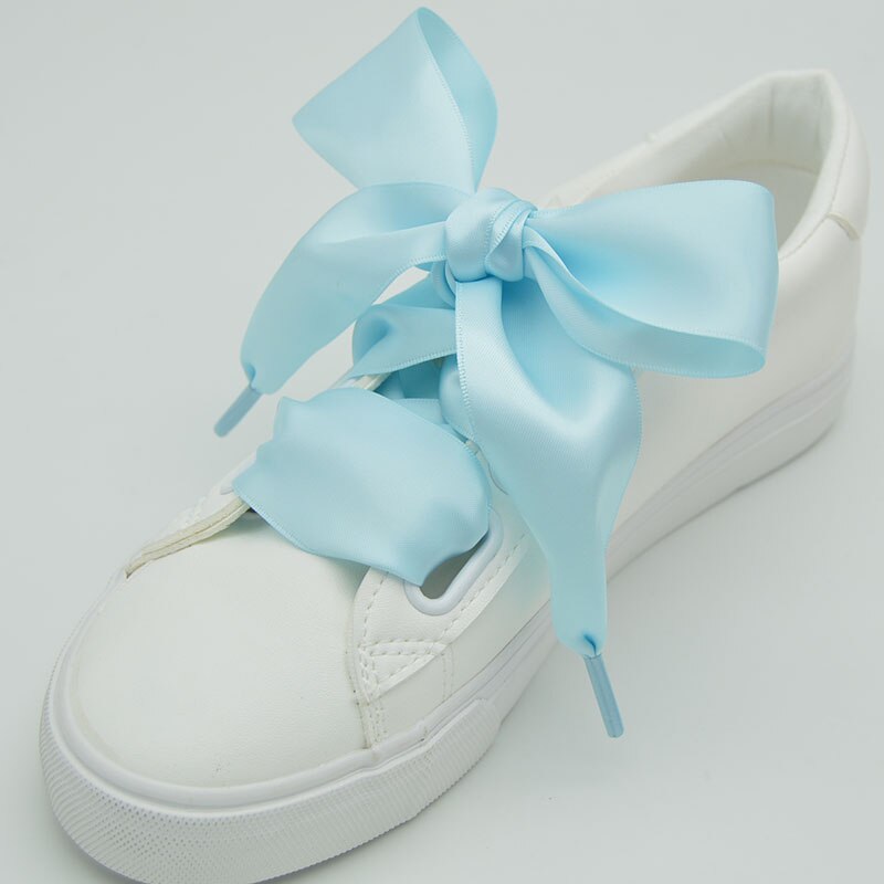 4 cm Verbrede Zijde Satijn Schoenveters Gladde Grote Strik Brede Veters Trend Schoonheid Wit Casual Sneaker Leren Schoenen Veters: WHITE / 100cm