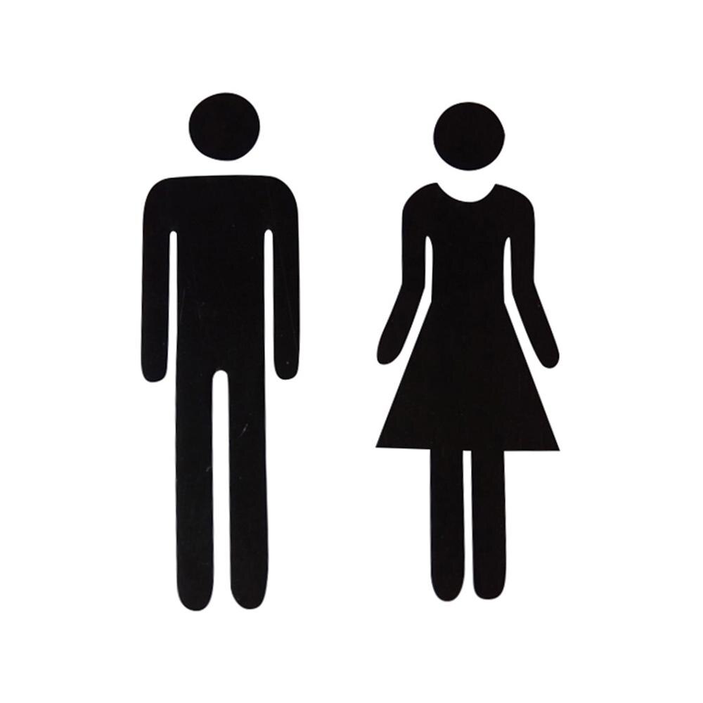 Wc Stickers Wc 3D Spiegel Sticker Grappige Wc Deur Ingang Teken Mannen Vrouwen Badkamer Diy Muur Dzq90307: Black