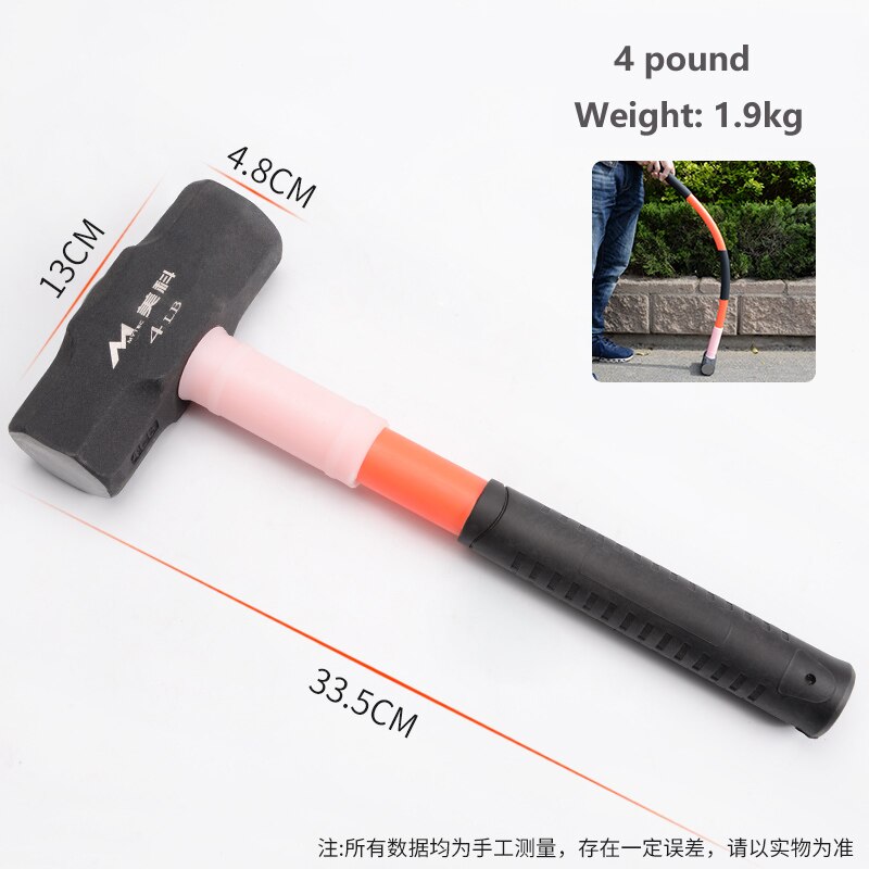 Pure steel octagonal hammer with a hammer and iron hammer to smash the wall with a solid piece of sledgehammer heavy hand hammer: 4  pound