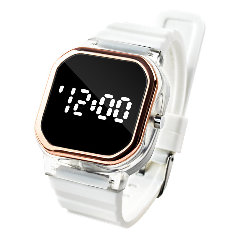 Led elektronisk digital gummiklokke for kvinner tilfeldig enkel silikon dameklokke herre montre femme zegarek damski: Hvit
