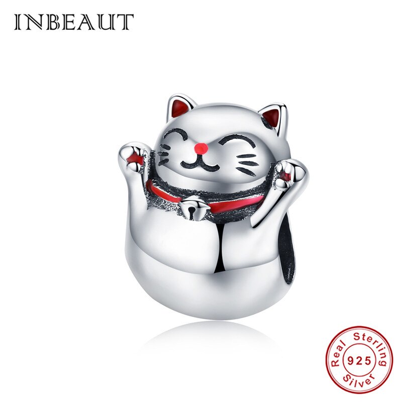 INBEAUT 100% 925 Sterling Silver Cute Heart Naughty Cat Dog Deer Charms fit Brand Bracelet Moon Pet Beads for Jewelry Making: sc1178-3