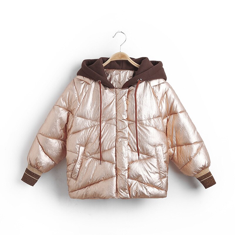 Girls cotton clothes winter coat winter girl bread service: Gold / 24M