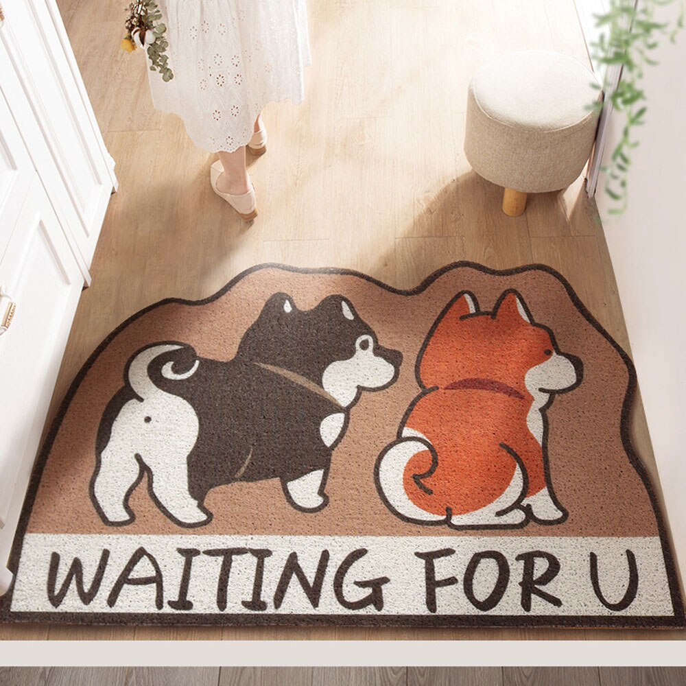 Zerbino d'ingresso con scritta Welcome e motivo floreale Colore beige