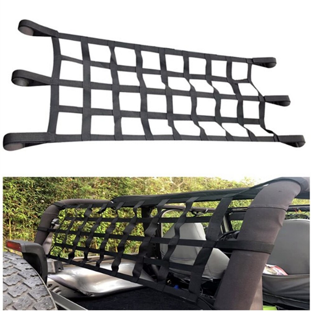 Car Multifunction Retrofit Mesh Cargo Net Car Roof Storage Net Tail Box Net Accessories for Jeep Wrangler TJ JK 07-18