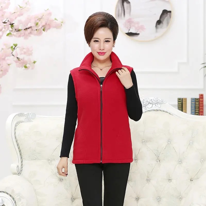 Primavera otoño mujer chaleco chaqueta de mediana edad Casual sólido sin mangas chaleco mujer bolsillo Chaleco corto: XXXL / Gris