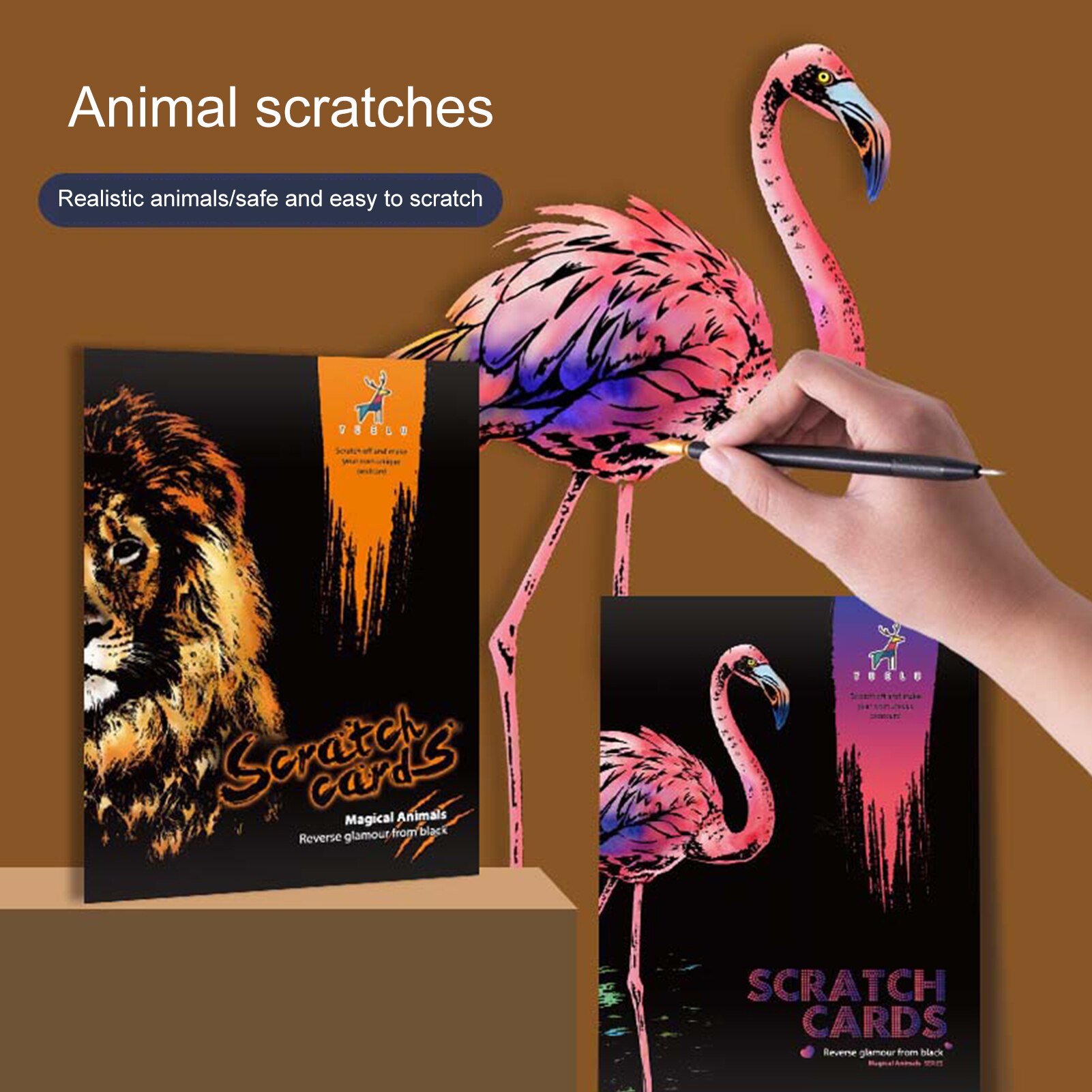 Animal Scratch Painting Set Rainbow Painting Scratchboard Kit Children Handcraft DIY Painting For Kids Best