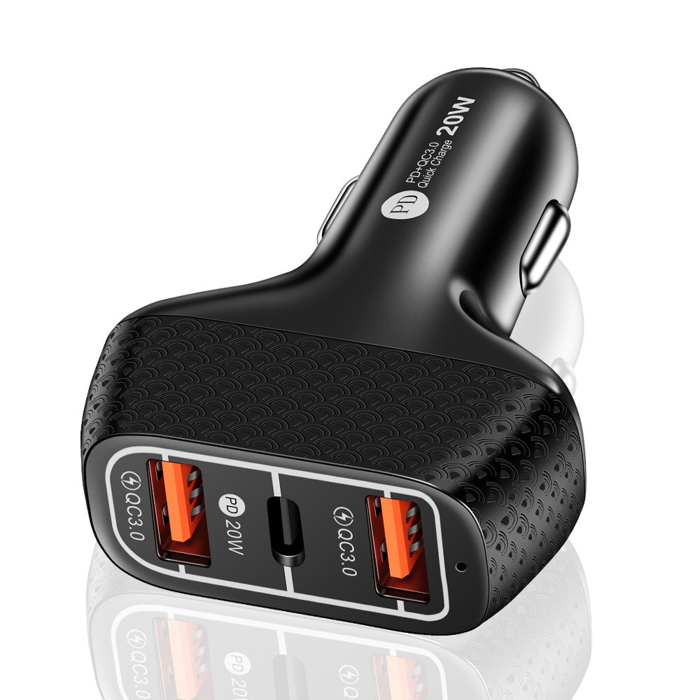 Caricabatteria da auto USB Quick Charge QC 3.0 4.0 PD 20W tipo C caricabatterie USB per auto veloce per iPhone 13 12 Pro Xiaomi Samsung cellulare: Black