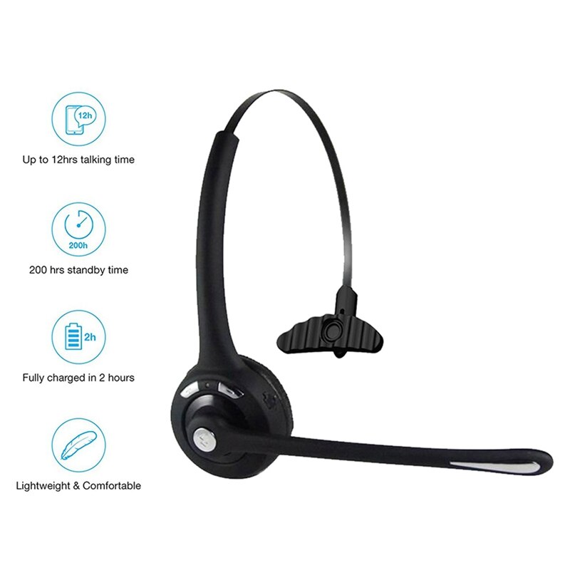 Universal Headset Wireless Headset Rechargeable Wireless Headset with Microphone Dedicated for Office Attendants