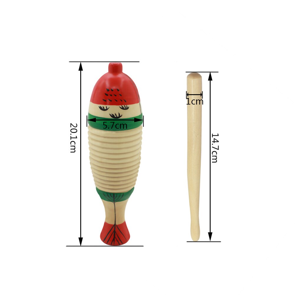 1 Set Wooden Musical Instrument with Mallet Wooden Fish Percussion Toy Educational Musical Toy (Burlywood)