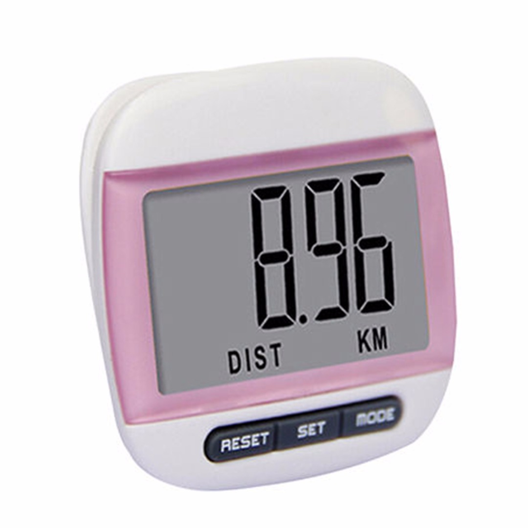 LCD Belt Clip Pedometer Walking Steps Count KM Distance Calculation Counter Digital Pedometers Fitness Equipment Counter: Pink