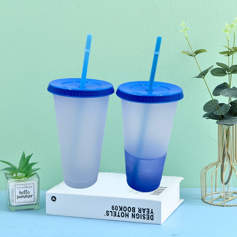Color Changing Reusable Cold Cups, Plastic Tumbler With Lid And Straw Cold Cup, Christmas , 710ML