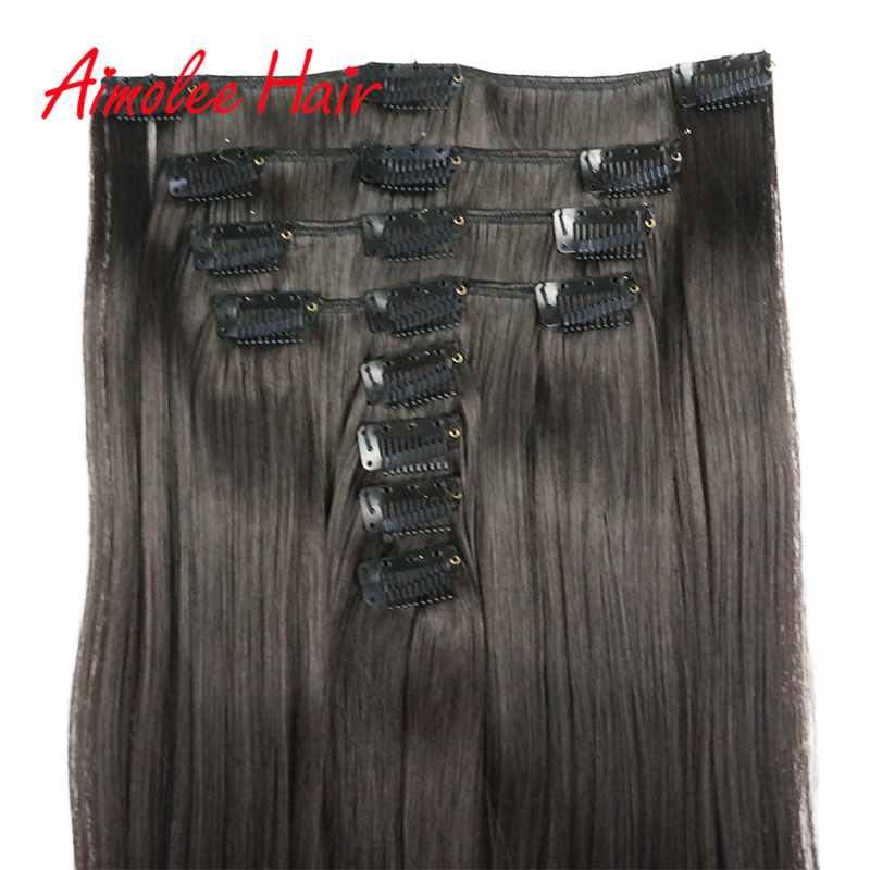Extensiones de cabello de 28 pulgadas, 8 unidades/juego, pelo sintético largo y recto, Clip-in, negro, marrón, realce, fibra de pelo de alta temperatura