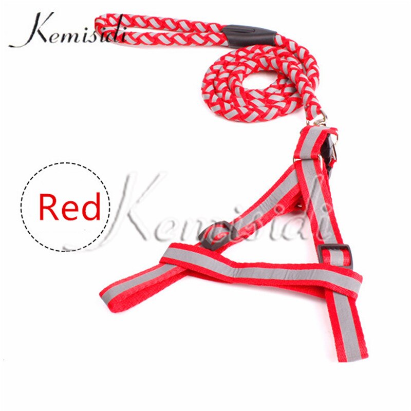 Kemisidi Reflecterende Knit Trekkabel Duurzaam Voor Huisdieren Hond Keten Borstband Supplies S, m, L Maat: Rood / 10x1200mm