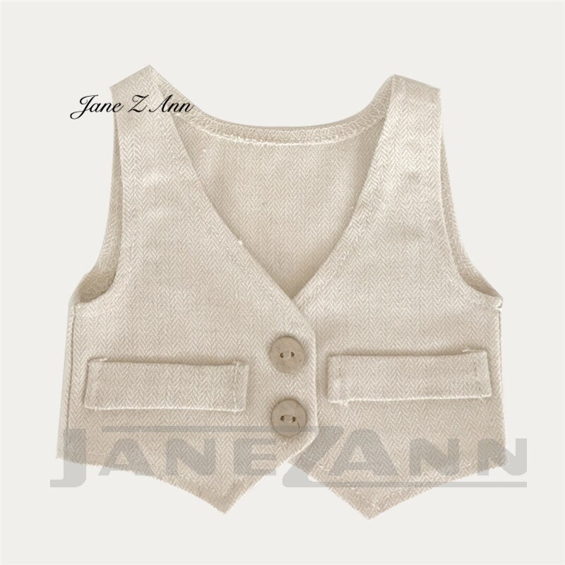 Jane Z Ann Pasgeboren Kostuums Voor Photoshoot Baby Boy Kleding Dot Solid Vest Baby Photo Outfits Pasgeboren Fotografie Accessoires: beige