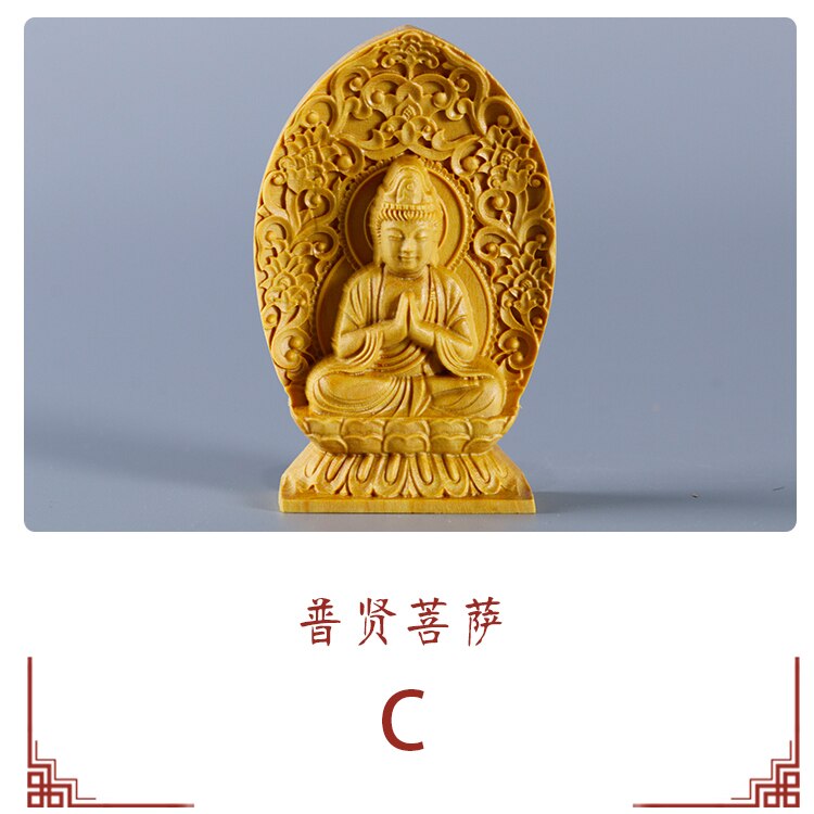 Buxus Carving Ornamenten Chinese Hout Boeddhabeeld Bewaken De Shrine Duizend Handen Guanyin Sculptuur Home Decor: C