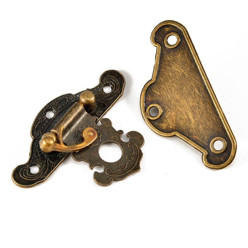 5pcs Antique Decorative Latch Vintage Jewelry Wooden Box Hasp Buckle Pad Chest Lock Retro Furniture Hardware Accessories
