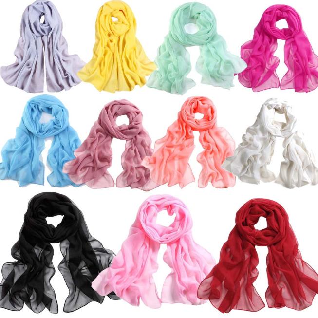 Women scarf Yellow Girls Women Long Soft Thin Wrap Lady Shawl Chiffon Scarf Beach Scarves#es