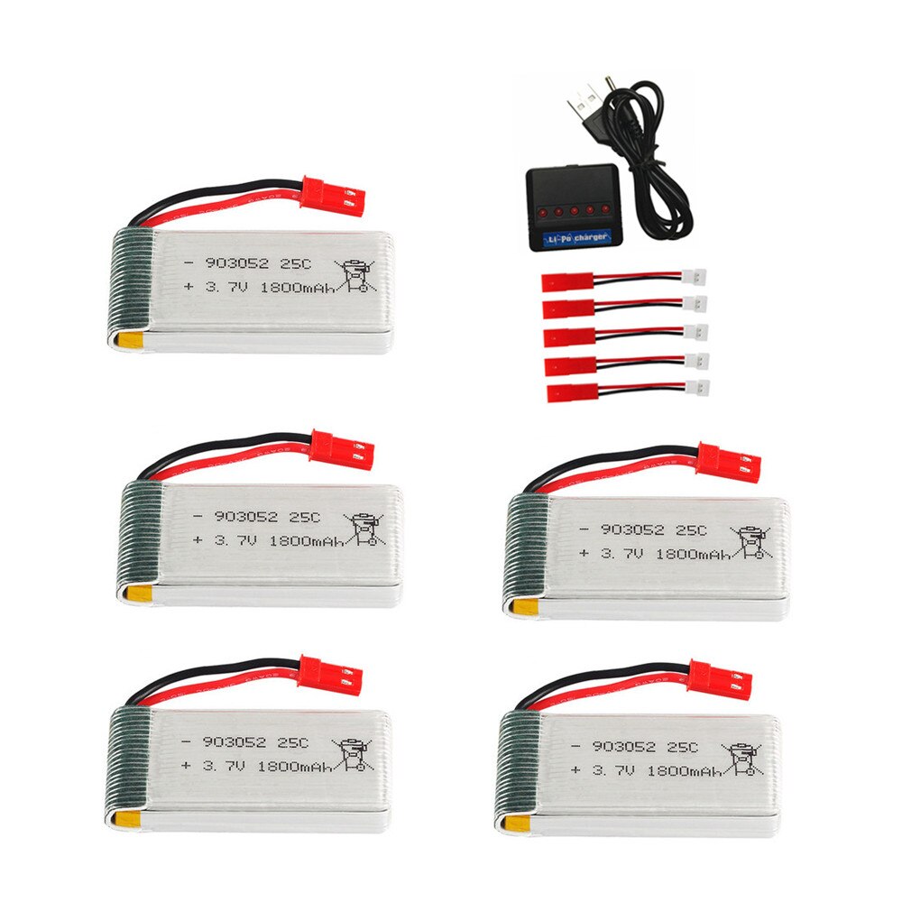 3.7v 1800 mah lipo batteri og 3.7v ladersett for  hq859b hq898b h11d h11c t64 t04 t05 f28 f29 t56 t57 3.7v oppladbare batterier: Rød