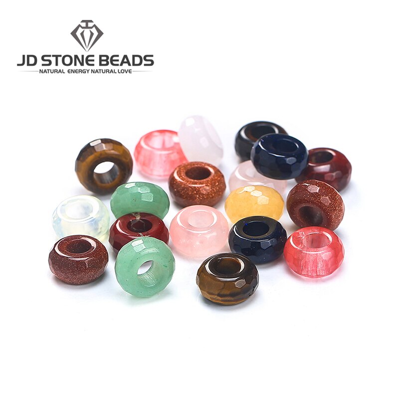 10 pz/lotto sfaccettato naturale grande foro agata perline abaco pietra naturale dimensioni 13x7mm per la creazione di gioielli collana foro 6mm all'ingrosso