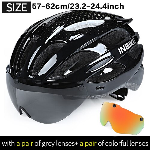 Inbike Fietshelm Mountainbike Rijden Bril Bril Een Stuk Unisex Ultralichte Ademende Helm: Black 2 Lenses