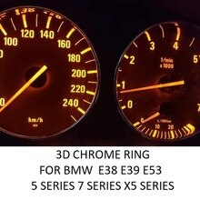 BMW E38 7 E39 5 E53 X5 3D Chrome Gauge Dash Dial Rings Bezel Trim Speedometer Tacho meter