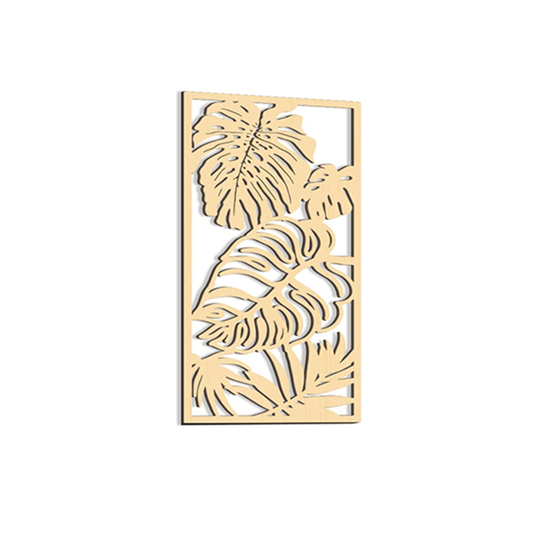 Decoración de pared artística hueca de madera 3D, planta de hoja de palma tallada en madera bohemia, adornos colgantes de pared, decoración Vintage para el hogar y la Oficina: Verde claro