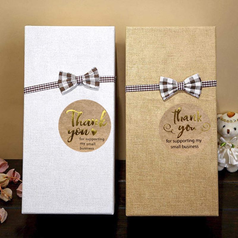 500pcs Thank You for Supporting My Small Business Stickers Gold Foil Seal Label 667A