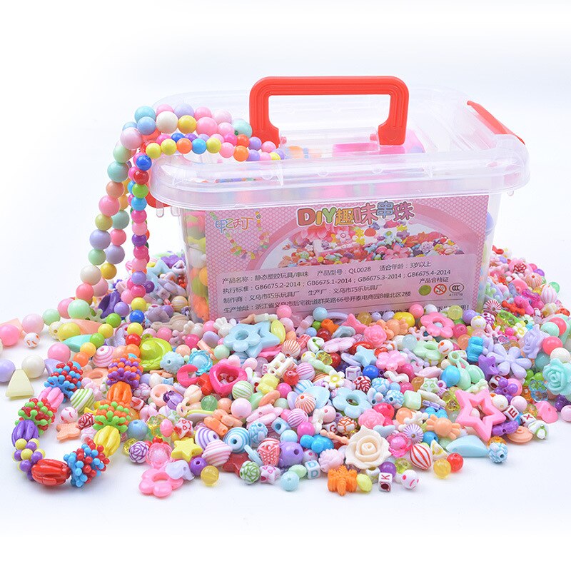 1000Pcs Diy Kralen Speelgoed Kinderen Met Opbergdoos Handgemaakte Educatief Creatieve Armband Sieraden Meisje Sieraden Maken Speelgoed