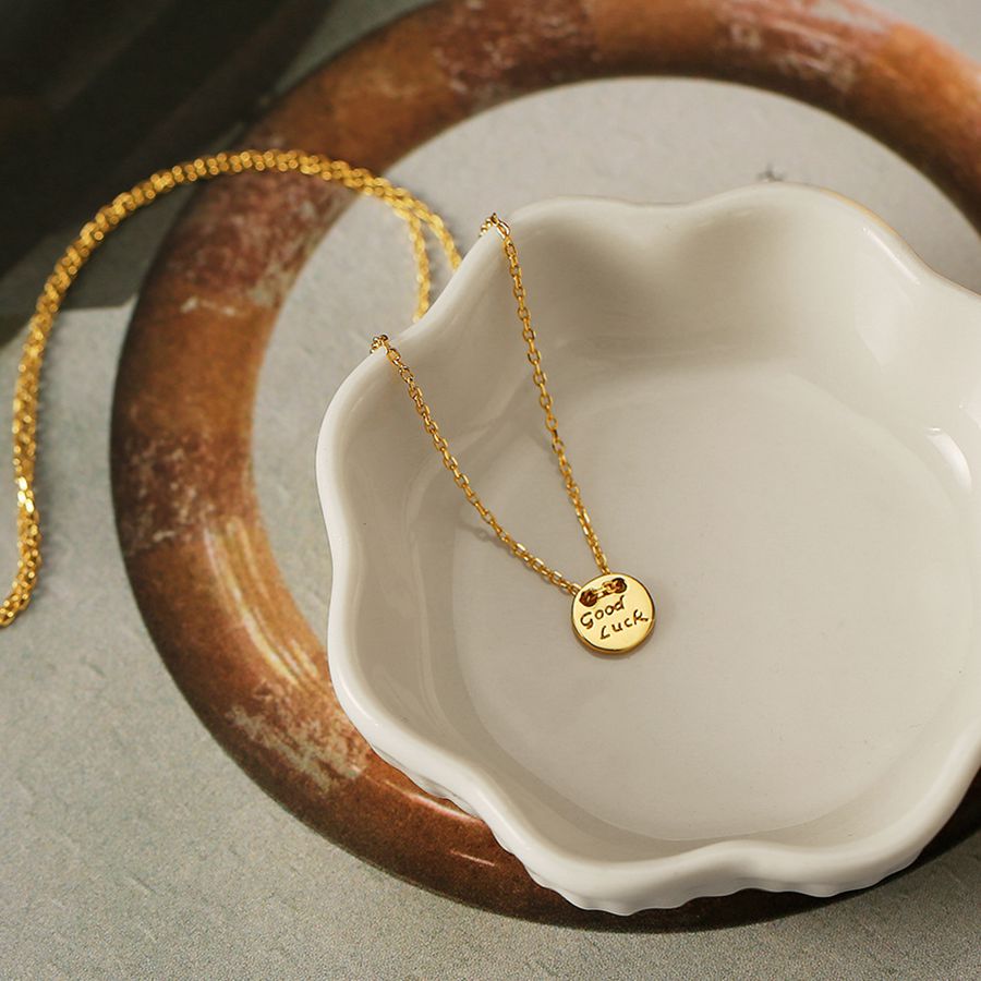 Silvology Round Square Good Luck Necklace Gold 925 Sterling Silver Geometric Texture Pendant Necklace For Women Jewelry