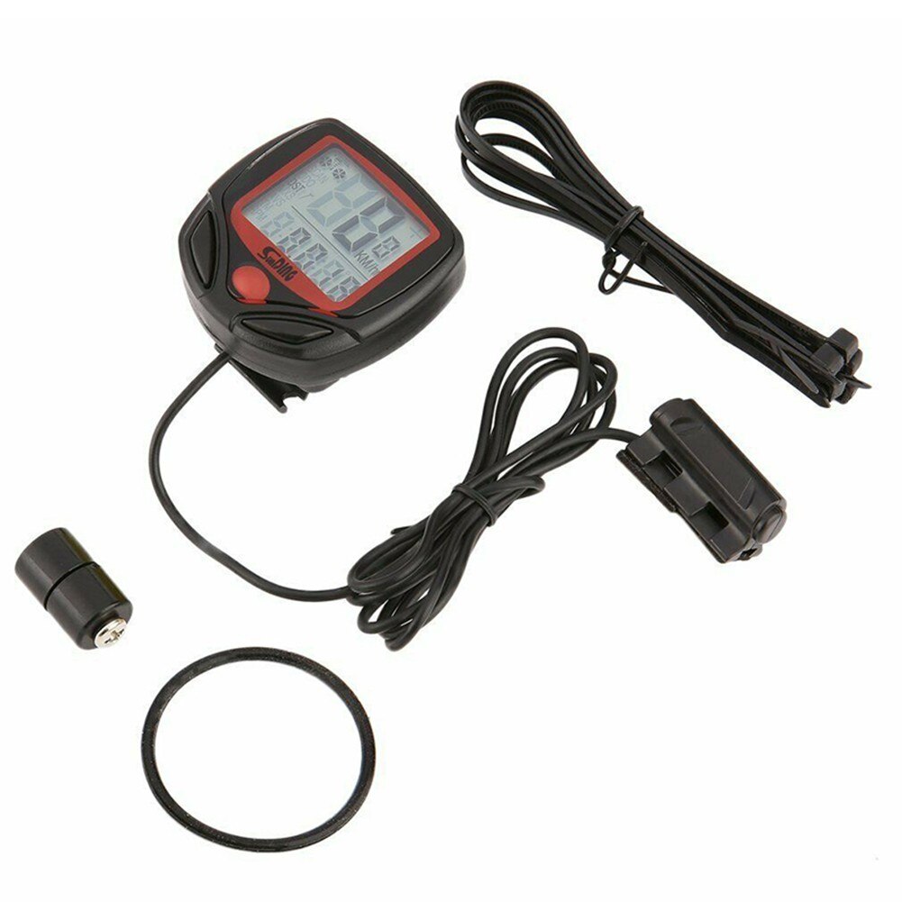 Fiets Digitale Computer Led Lcd Display Waterdicht Bike Stopwatch Snelheidsmeter Kilometerteller Met Houder Magneet Kabelbinders Fietsen