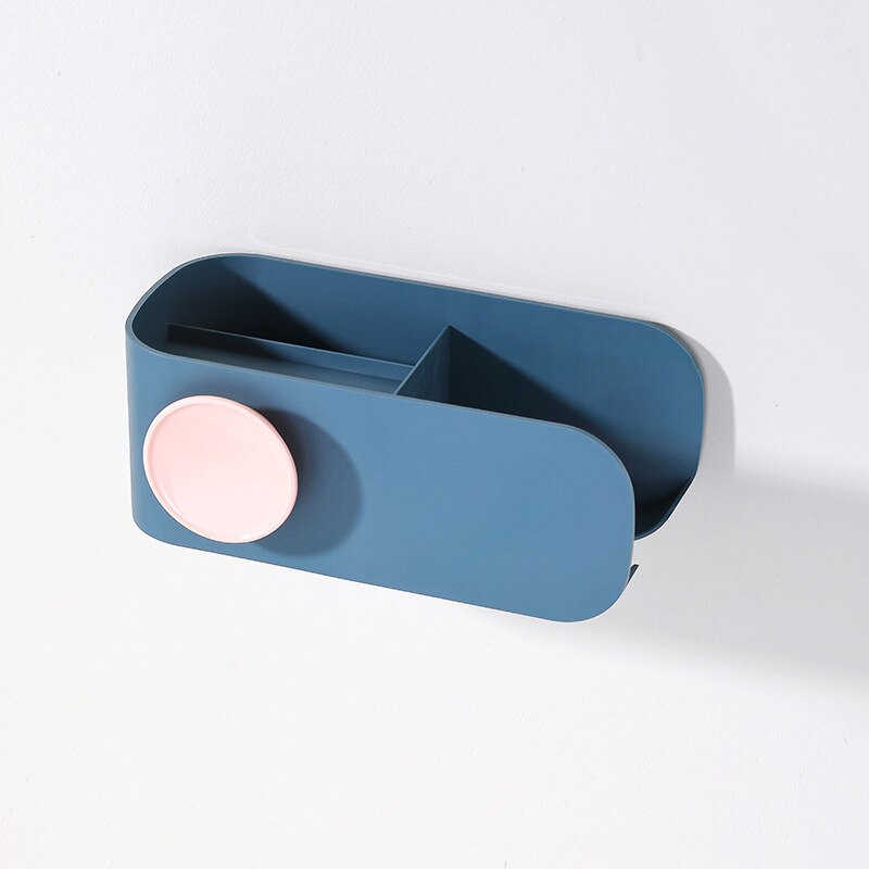 Wall-Mounted Hair Dryer Holder Rack Plastic PP Storage Shelf Basket Shower Caddy Kitchen Bathroom Organizer Hair Dryer Rack: B-Dark Blue
