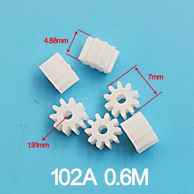 102A 0,6 M Ritzel 10 Zahn OD = 7mm 2mm Eng Anliegende Modul 0,6 POM Kunststoff Zahn Rad DIY Modell Spielzeug Zubehör