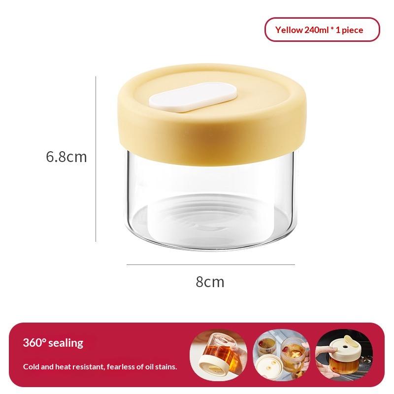 240/400ML Glass Food Storage Jar With Sealed Silicone Lid Heat Resistant Microwavable Soup Juice Container Cereals Jar: green