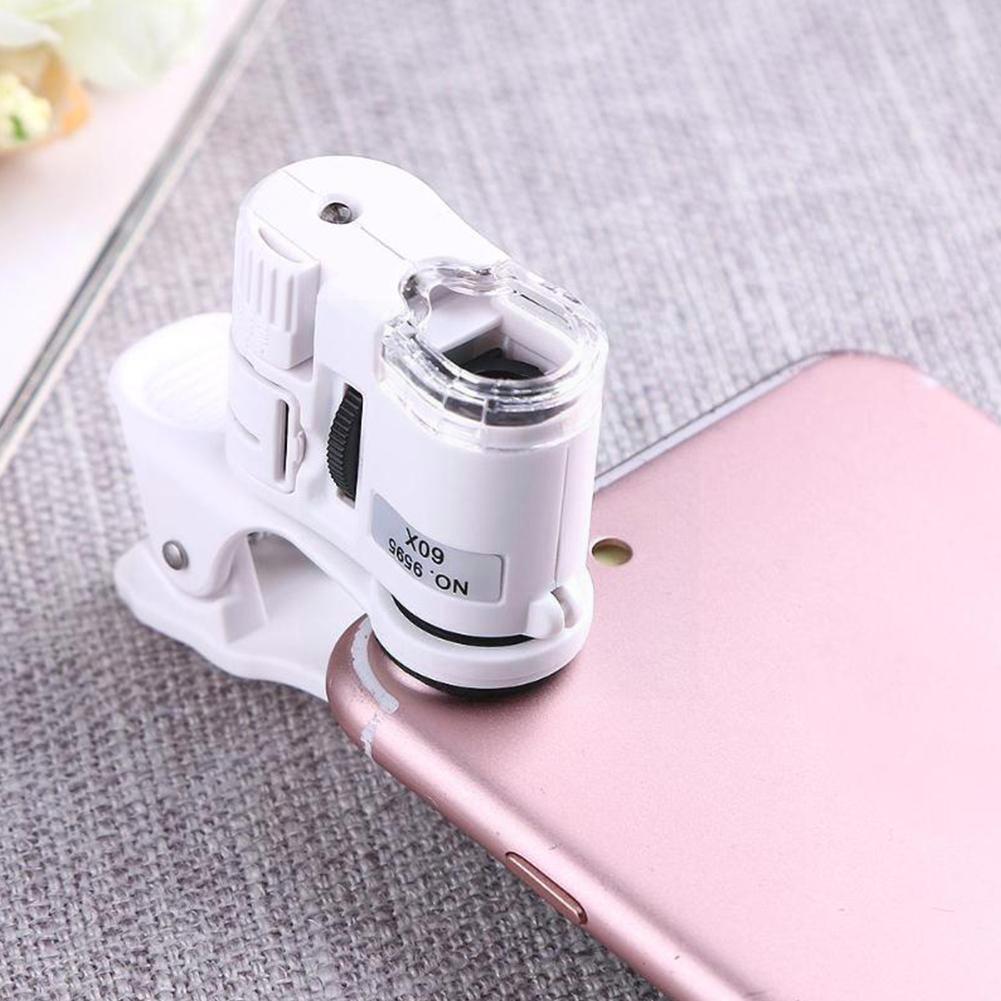 Model met mobiele telefooncamera vergrootglas telefoon universele clip 60x microscoop mini hd mobiel 9595w draagbaar  g0 j 3