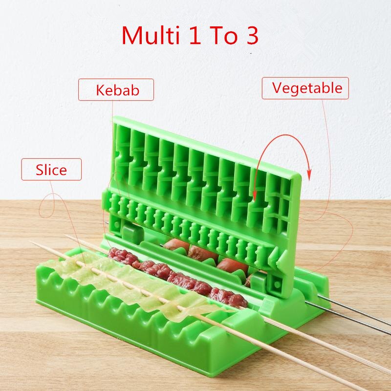 Manual Sign Meat Wearer Vegetables Food String Grill Multi Skewers Kebab Maker Barbecue Stringer Outdoor BBQ Lazy Gadget