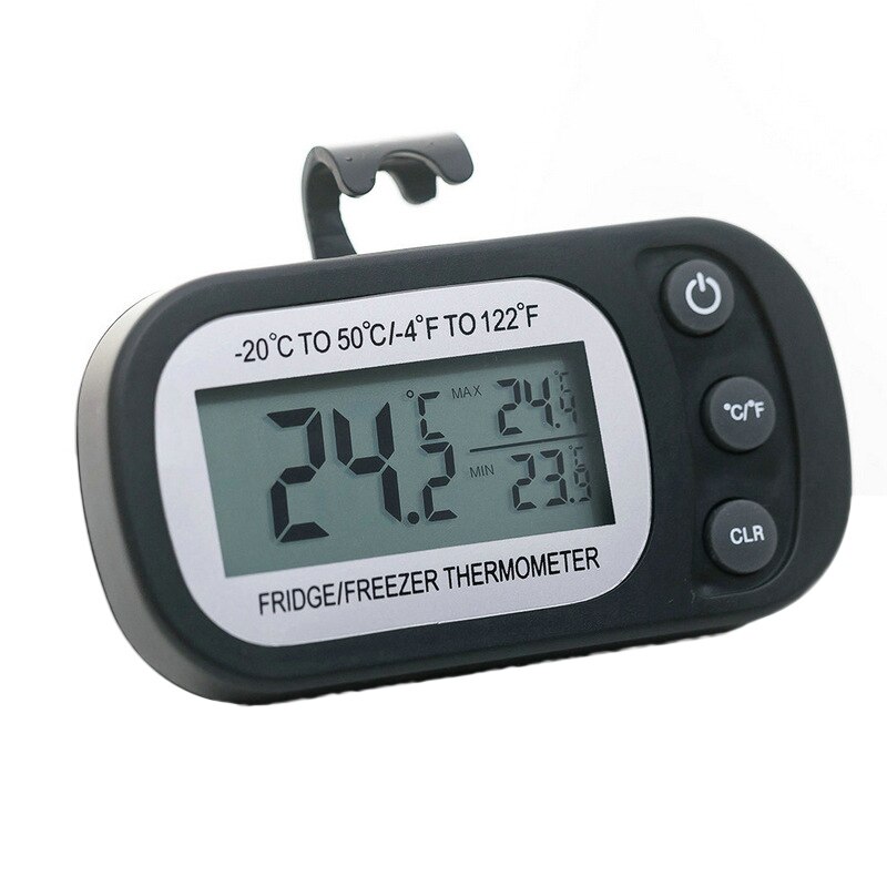 Digital Waterproof Refrigerator Freezer Room Thermometer Max/Min Record Function with Large LCD Display^_^: Black