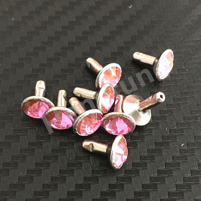 20 Pcs 7 Mm 8 Kleuren Rhinestone Klinknagels Jeans Tassen Schoenen Craft Decoratieve Spikes En Studs Nagels Accessoires Voor Diy lederen Decor: pink