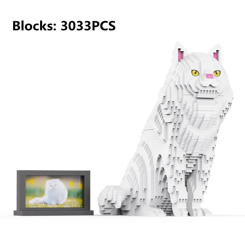 Mini Blocks Dog Realistic Animal Golden Retriever Kit Persian Ragdoll Cat STEM Educational Toy Home Decoration: GRAY