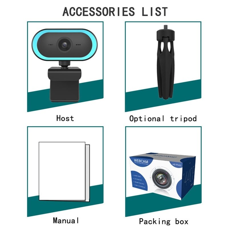 2K Hd Computer Usb Camera, leef Microfoon Camera Met Driehoek Beugel-Blauw/Oranje 2 Kleuren 1Pc