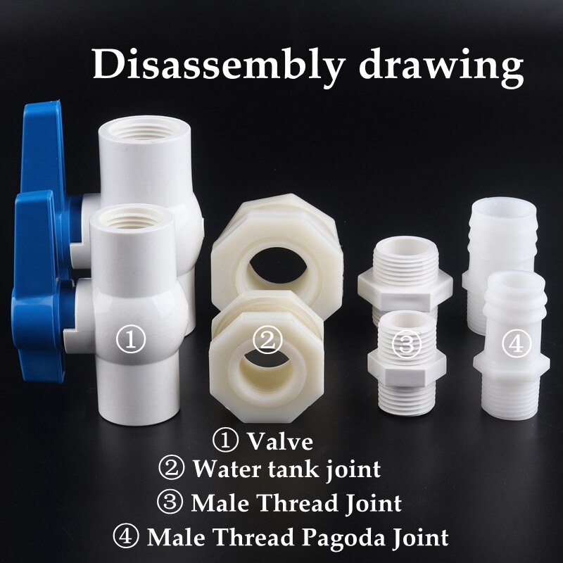 1Set 1/2 &quot;3/4 4-25Mm Aquarium Pagode Connector Combinatie Valve Aquarium Afvoer Joint Aquarium slang Drainage Accessoires