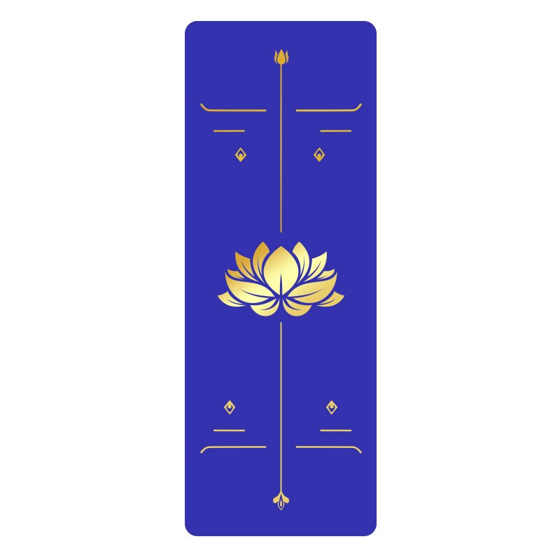 Lezyan Natural Pu Rubber Yoga Mat Bronzing Meditation Mat Middle Line Dry and Wet Non-slip Widening Pilates Fitness: Blue lotus